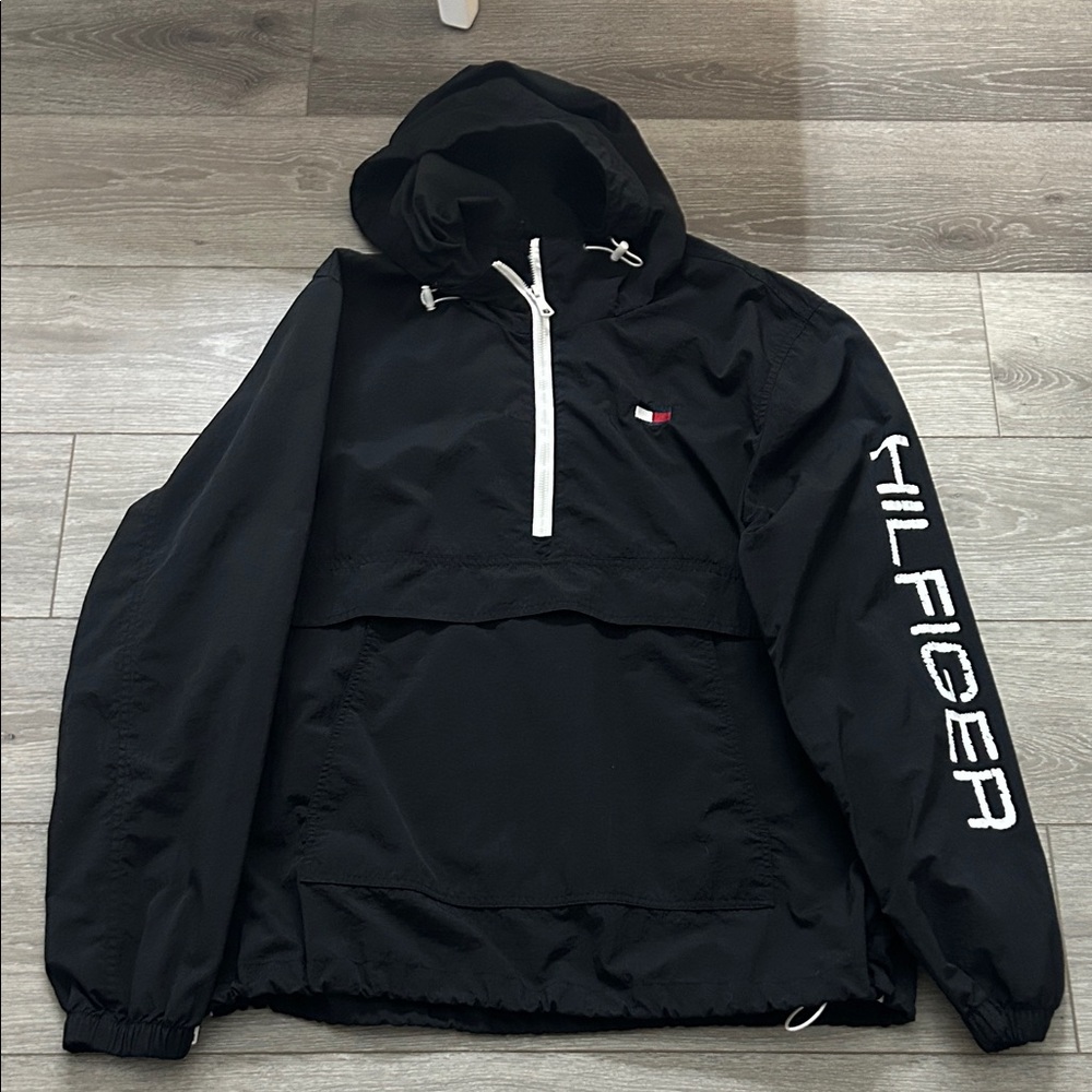Tommy Hilfiger Black Windbreaker with White Accents